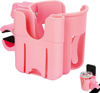 2-in-1 Walker Cup Holder with Phone Holder, Bike Cup Holder, Rotation Drink Holder for Bike, Wheelchair, Walker, Bicycle, Fits Most Cups (1Pack, Pink)