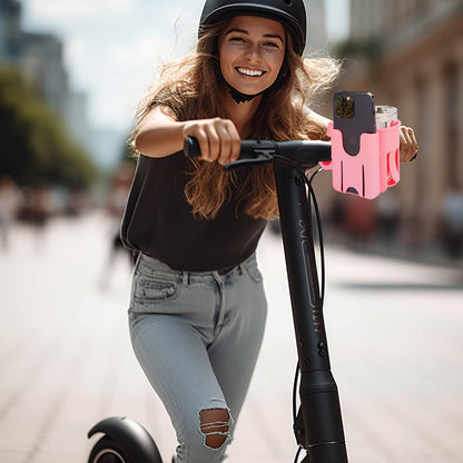 2-in-1 Walker Cup Holder with Phone Holder, Bike Cup Holder, Rotation Drink Holder for Bike, Wheelchair, Walker, Bicycle, Fits Most Cups (1Pack, Pink)