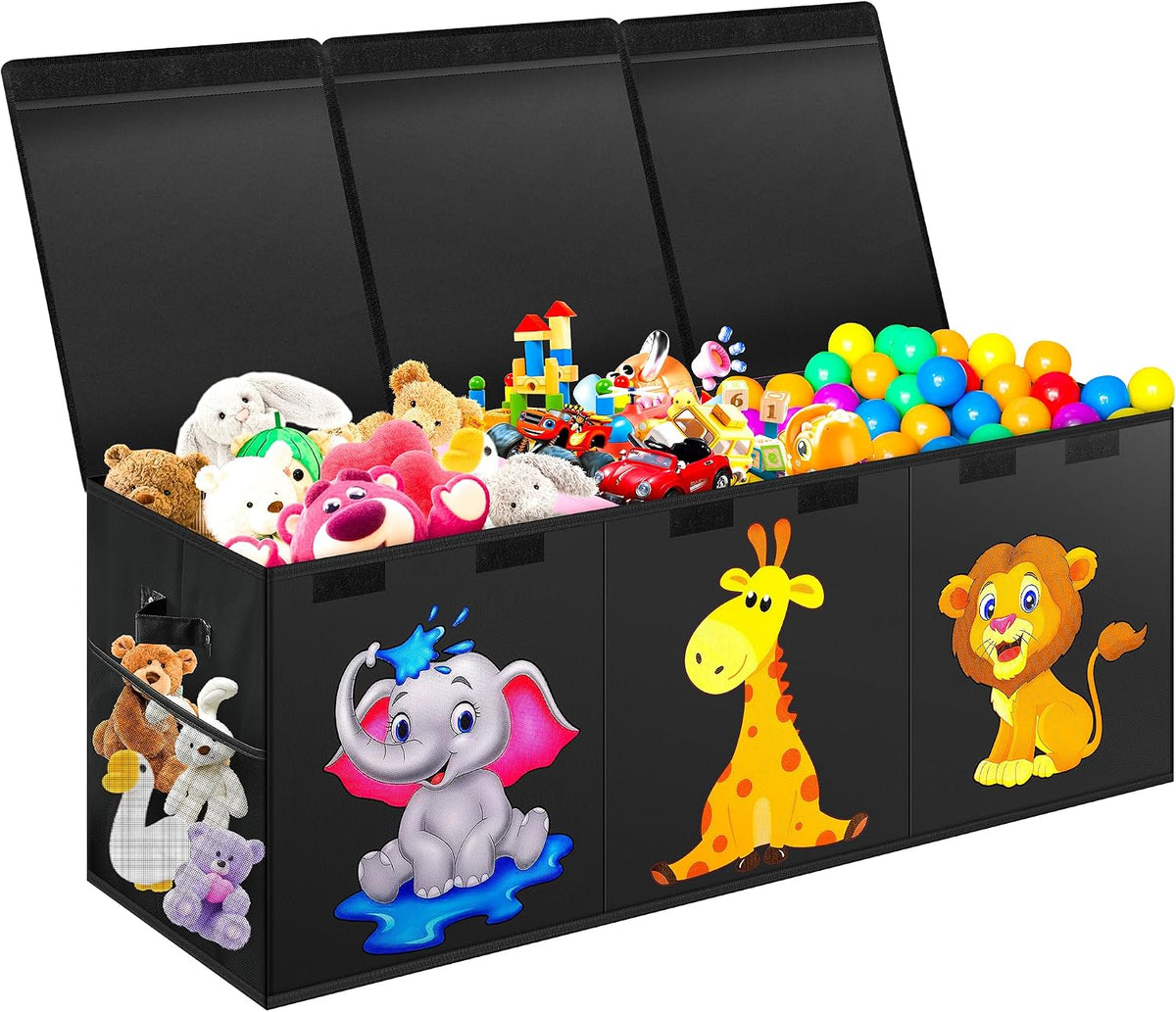 Extra Large Toy Box, Collapsible Storage Organizer with Lids, 40"x14"x16"