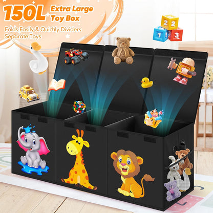 Extra Large Toy Box, Collapsible Storage Organizer with Lids, 40"x14"x16"