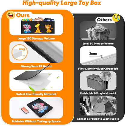 Extra Large Toy Box, Collapsible Storage Organizer with Lids, 40"x14"x16"