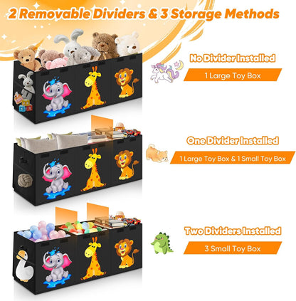 Extra Large Toy Box, Collapsible Storage Organizer with Lids, 40"x14"x16"