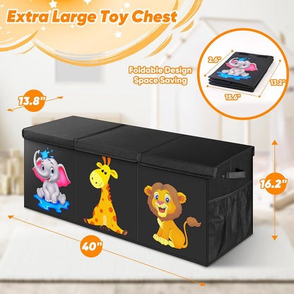 Extra Large Toy Box, Collapsible Storage Organizer with Lids, 40"x14"x16"