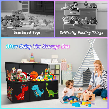 Extra Large Toy Box, Collapsible Storage Organizer with Lids, 40"x14"x16"