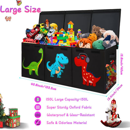 Extra Large Toy Box, Collapsible Storage Organizer with Lids, 40"x14"x16"