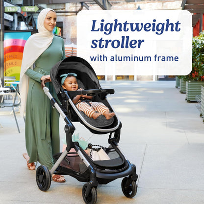 Modes Nest Travel System, 3-in-1 Modular Carseat Stroller Combo, Includes the SnugRide DLX Infant Car Seat and Baby Stroller, Adjustable Slide2Me Car Seat Carrier to Toddler Stroller, Sullivan