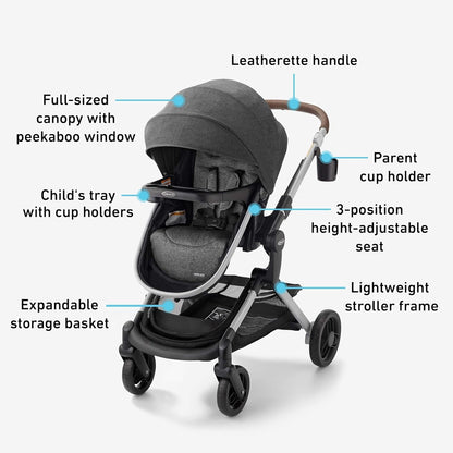 Modes Nest Travel System, 3-in-1 Modular Carseat Stroller Combo, Includes the SnugRide DLX Infant Car Seat and Baby Stroller, Adjustable Slide2Me Car Seat Carrier to Toddler Stroller, Sullivan