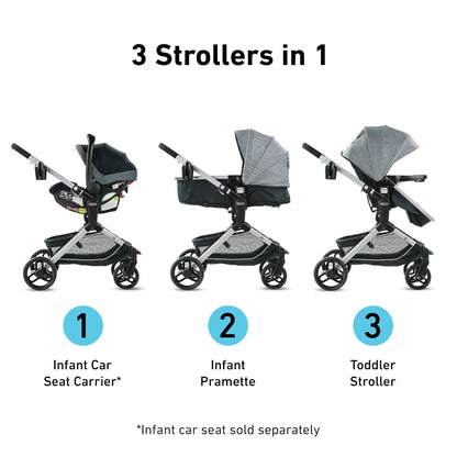 Modes Nest Travel System, 3-in-1 Modular Carseat Stroller Combo, Includes the SnugRide DLX Infant Car Seat and Baby Stroller, Adjustable Slide2Me Car Seat Carrier to Toddler Stroller, Sullivan