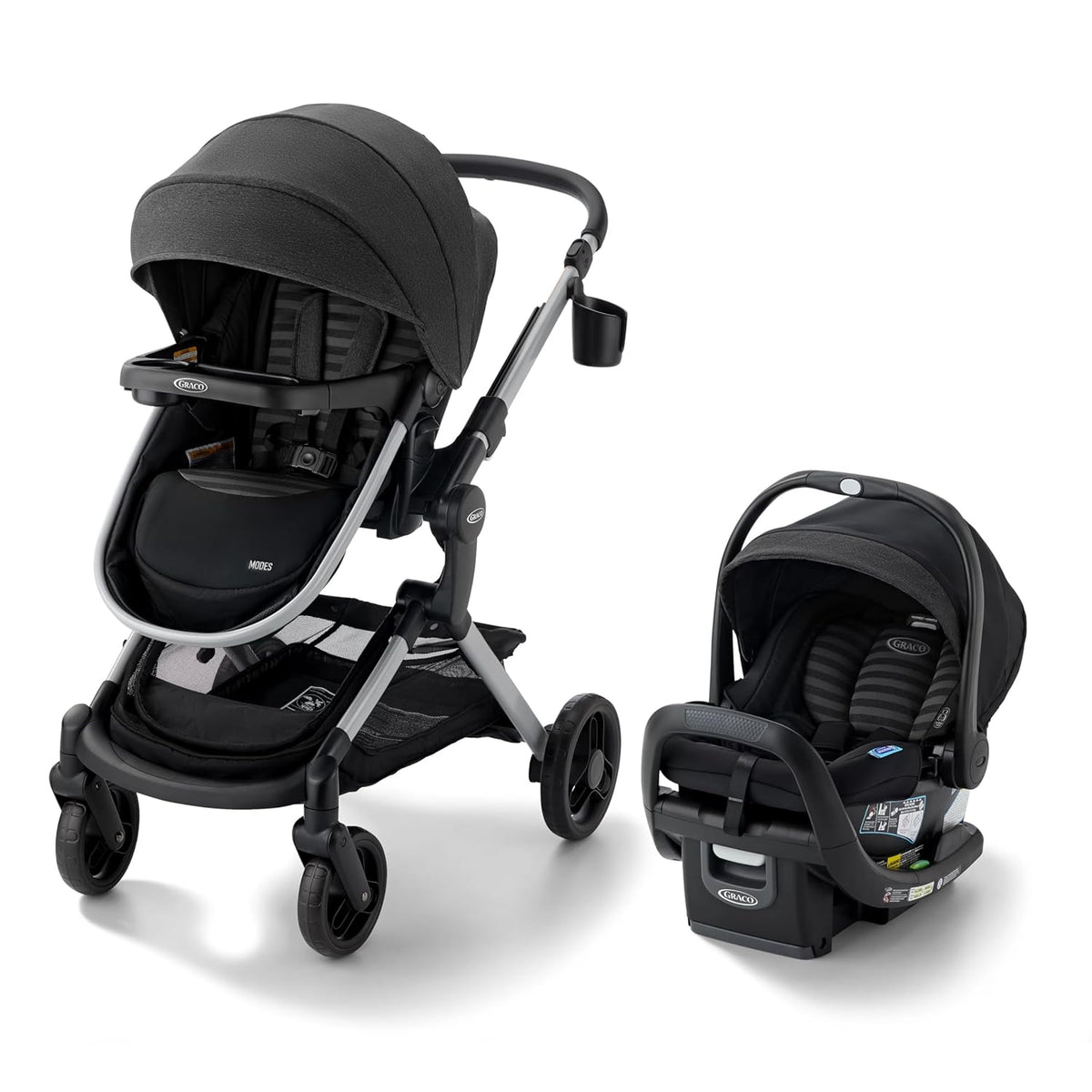 Modes Nest Travel System, 3-in-1 Modular Carseat Stroller Combo, Includes the SnugRide DLX Infant Car Seat and Baby Stroller, Adjustable Slide2Me Car Seat Carrier to Toddler Stroller, Sullivan