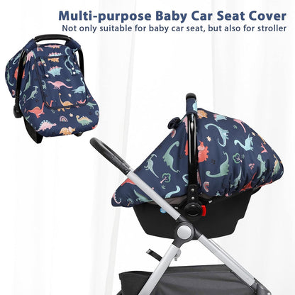 Car Seat Cover Baby Girl, Warm Winter Carseat Cover for Baby, Kick-Proof Infant Car Seat Cover with Peep Window, Windproof & Cozy, Pink Rainbow