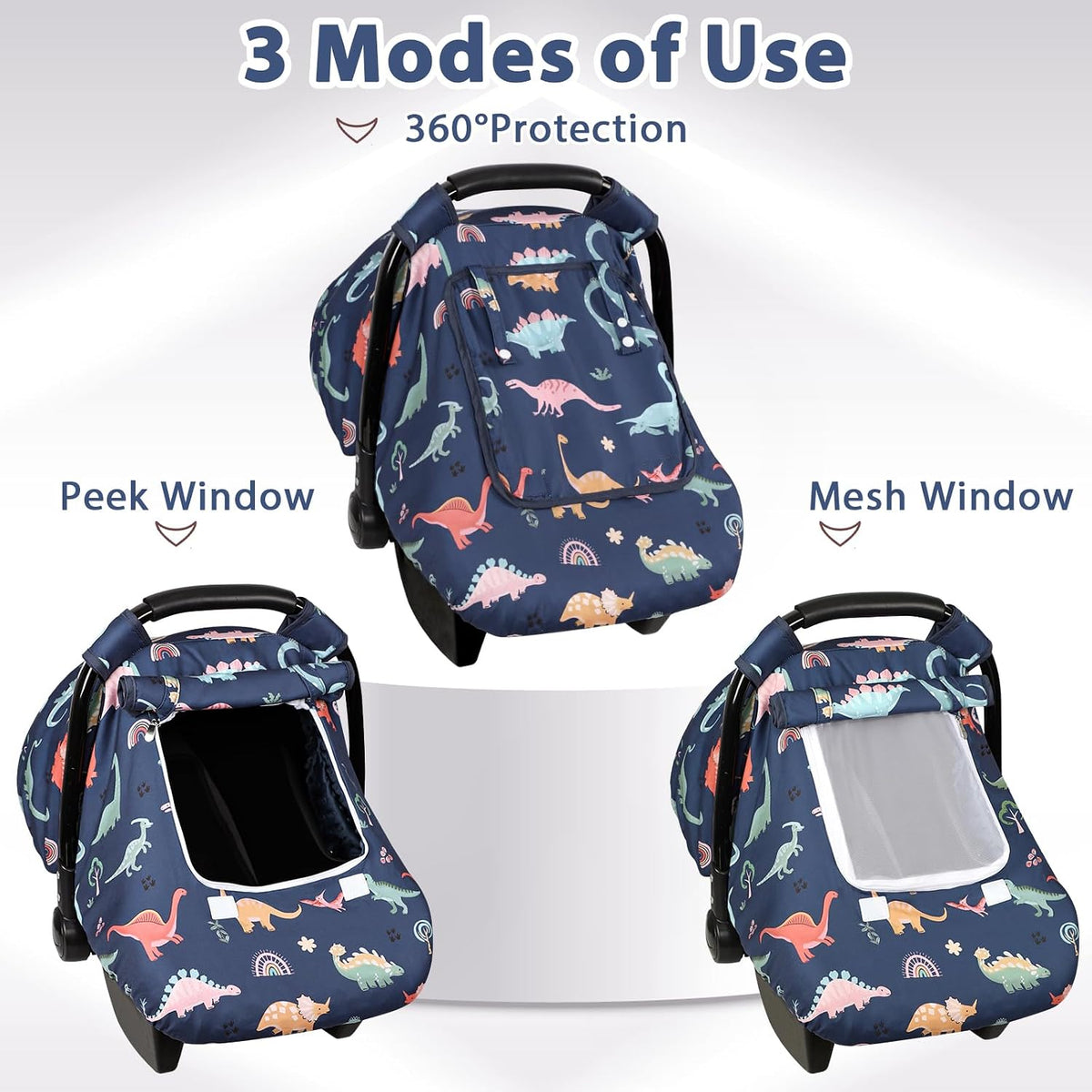 Car Seat Cover Baby Girl, Warm Winter Carseat Cover for Baby, Kick-Proof Infant Car Seat Cover with Peep Window, Windproof & Cozy, Pink Rainbow