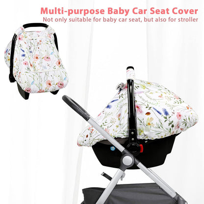 Car Seat Cover Baby Girl, Warm Winter Carseat Cover for Baby, Kick-Proof Infant Car Seat Cover with Peep Window, Windproof & Cozy, Pink Rainbow