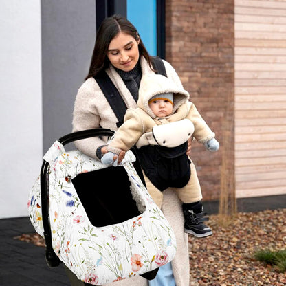 Car Seat Cover Baby Girl, Warm Winter Carseat Cover for Baby, Kick-Proof Infant Car Seat Cover with Peep Window, Windproof & Cozy, Pink Rainbow