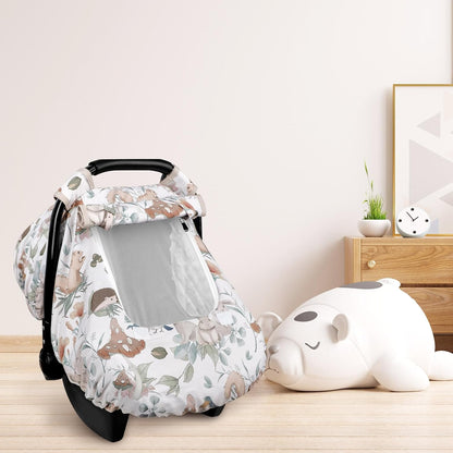 Car Seat Cover Baby Girl, Warm Winter Carseat Cover for Baby, Kick-Proof Infant Car Seat Cover with Peep Window, Windproof & Cozy, Pink Rainbow