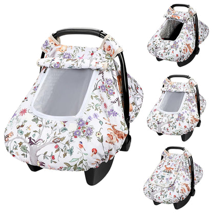 Car Seat Cover Baby Girl, Warm Winter Carseat Cover for Baby, Kick-Proof Infant Car Seat Cover with Peep Window, Windproof & Cozy, Pink Rainbow