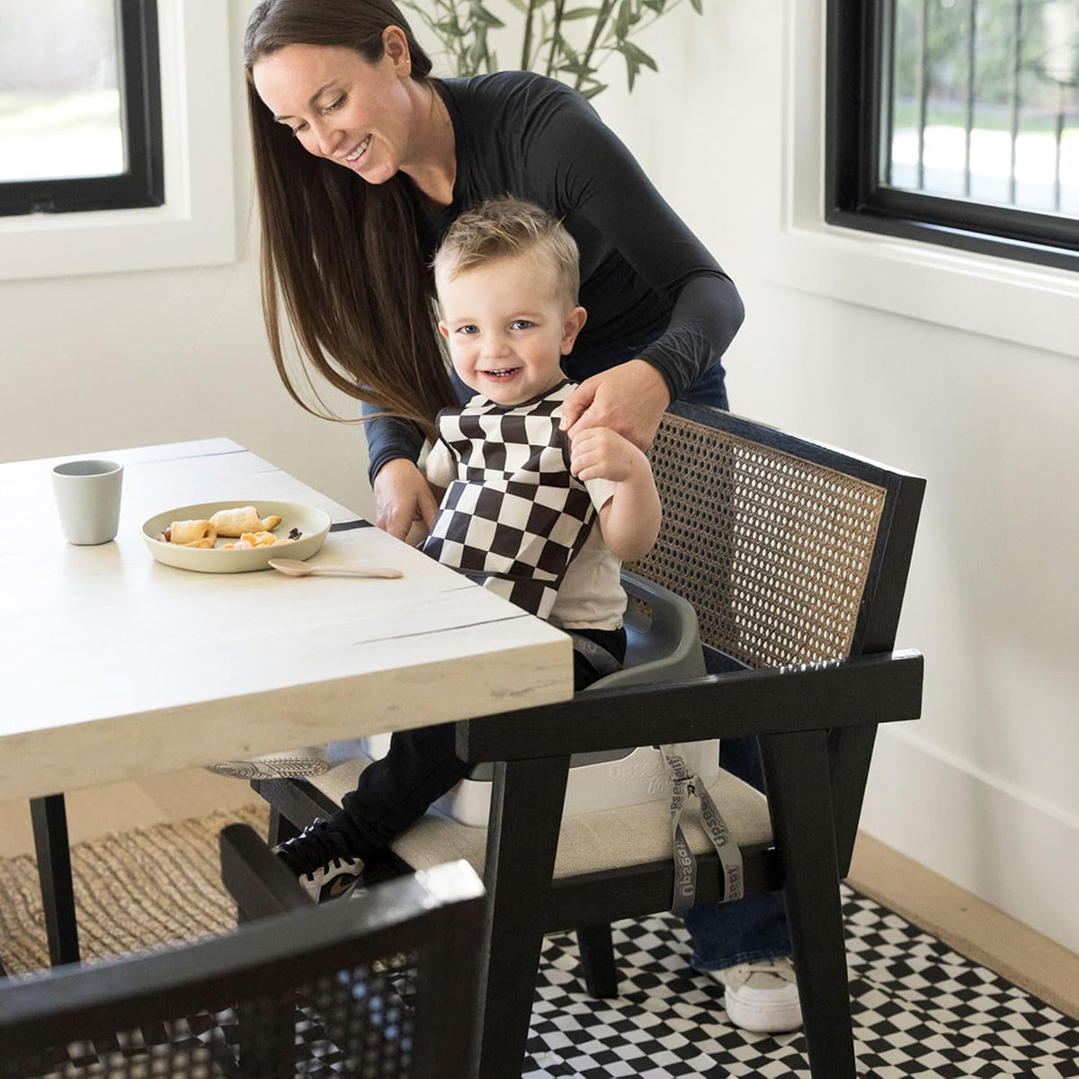 Splat Mat for Under High Chair or Table | 51" x 51" Waterproof & Mess-Proof High Chair Mat for Baby, Machine Washable for Mealtime or Art (Luna)