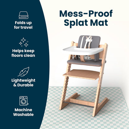Splat Mat for Under High Chair or Table | 51" x 51" Waterproof & Mess-Proof High Chair Mat for Baby, Machine Washable for Mealtime or Art (Luna)