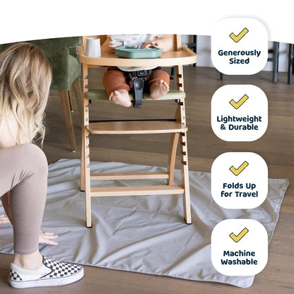 Splat Mat for Under High Chair or Table | 51" x 51" Waterproof & Mess-Proof High Chair Mat for Baby, Machine Washable for Mealtime or Art (Luna)