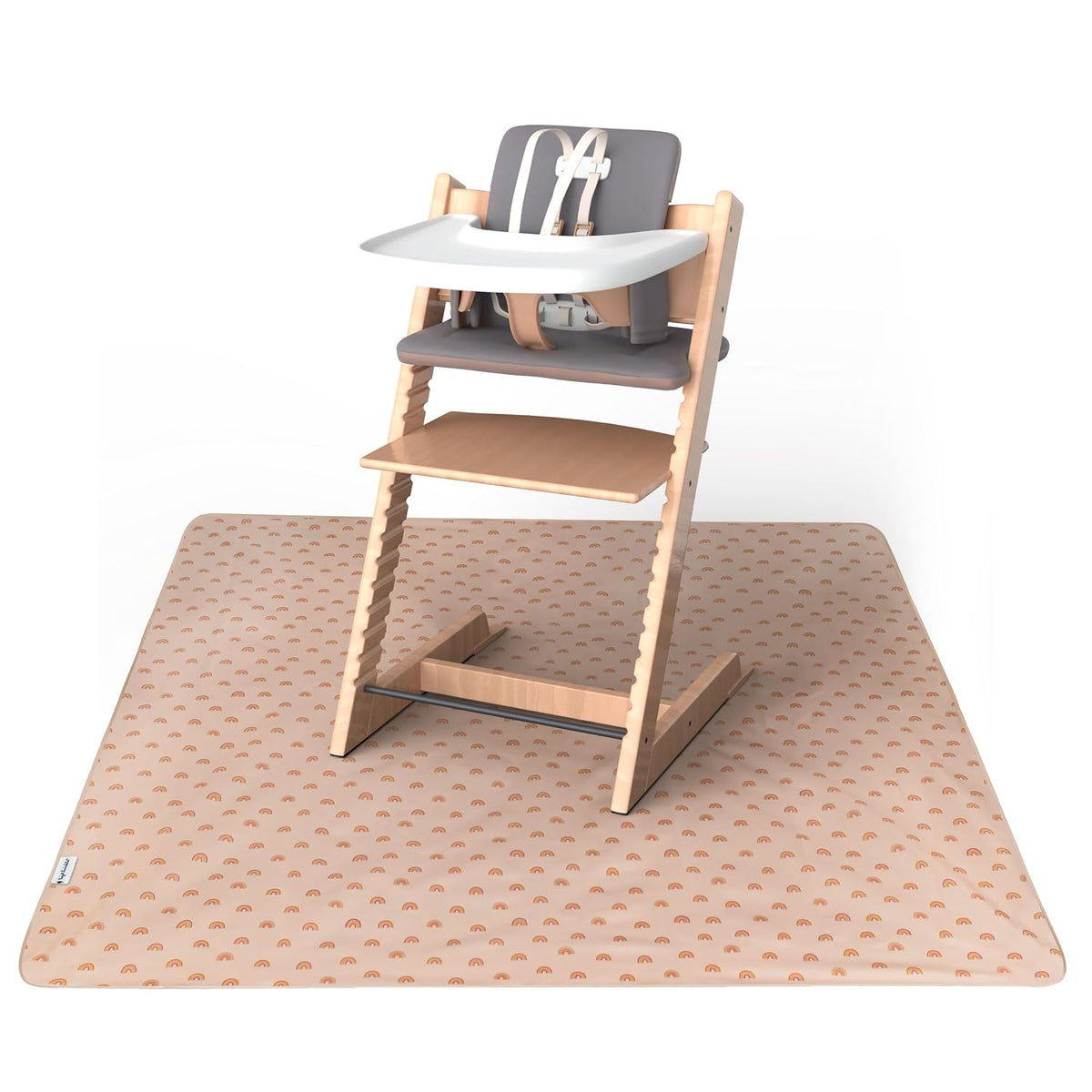 Splat Mat for Under High Chair or Table | 51" x 51" Waterproof & Mess-Proof High Chair Mat for Baby, Machine Washable for Mealtime or Art (Luna)