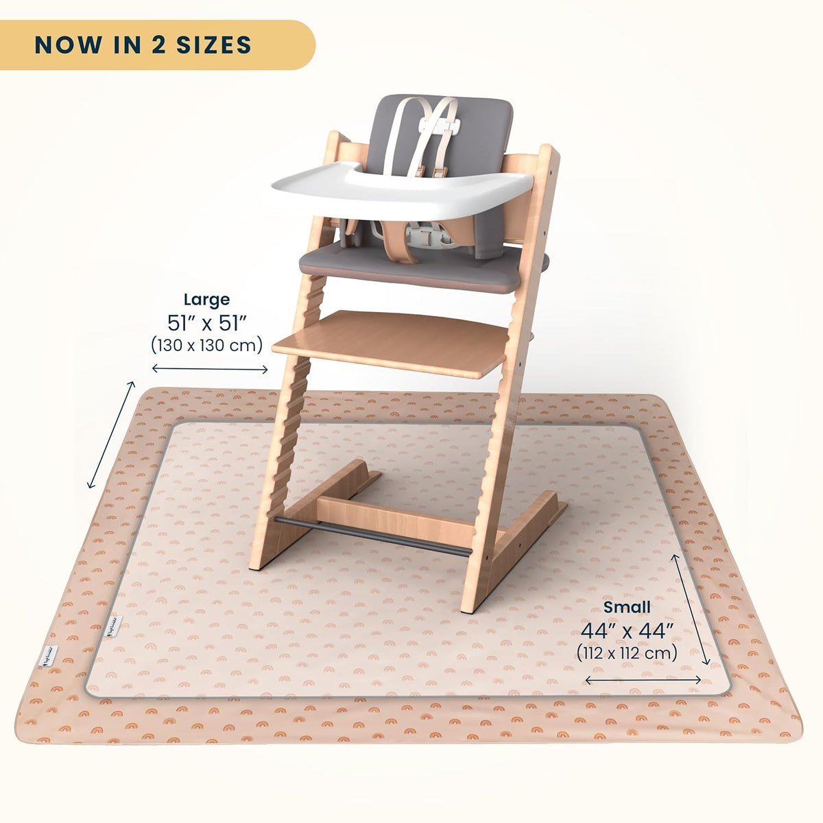 Splat Mat for Under High Chair or Table | 51" x 51" Waterproof & Mess-Proof High Chair Mat for Baby, Machine Washable for Mealtime or Art (Luna)