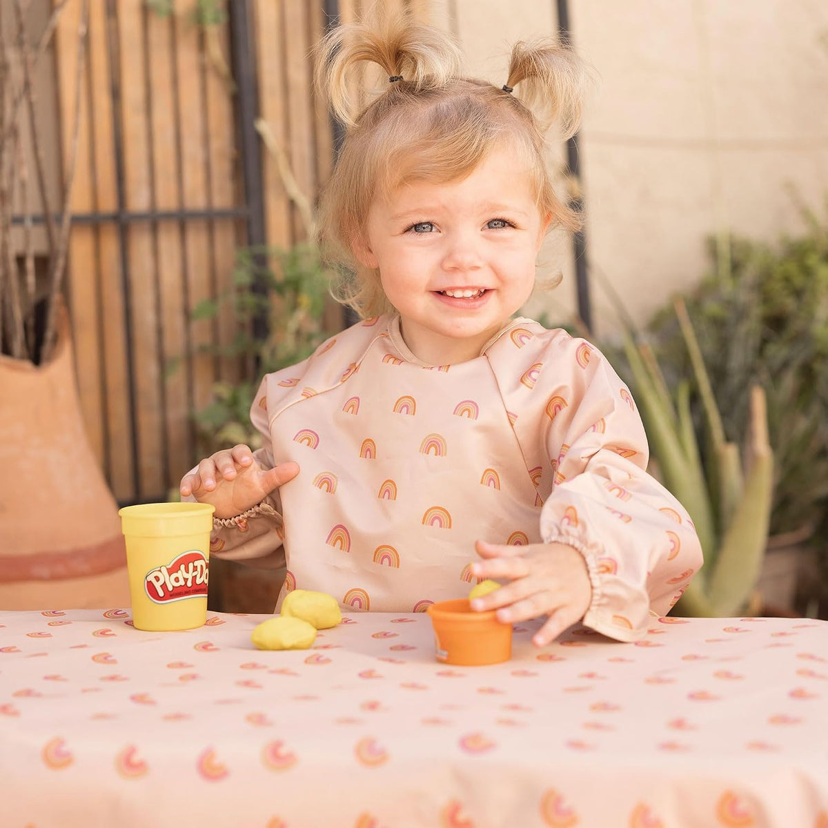 Splat Mat for Under High Chair or Table | 51" x 51" Waterproof & Mess-Proof High Chair Mat for Baby, Machine Washable for Mealtime or Art (Luna)