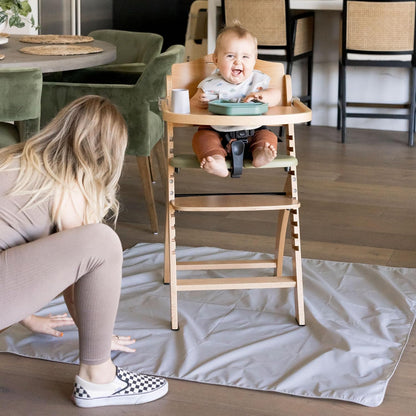 Splat Mat for Under High Chair or Table | 51" x 51" Waterproof & Mess-Proof High Chair Mat for Baby, Machine Washable for Mealtime or Art (Luna)