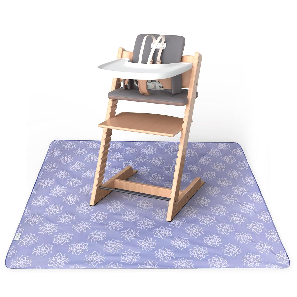 Splat Mat for Under High Chair or Table | 51" x 51" Waterproof & Mess-Proof High Chair Mat for Baby, Machine Washable for Mealtime or Art (Luna)