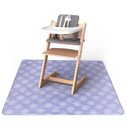 Splat Mat for Under High Chair or Table | 51" x 51" Waterproof & Mess-Proof High Chair Mat for Baby, Machine Washable for Mealtime or Art (Luna)
