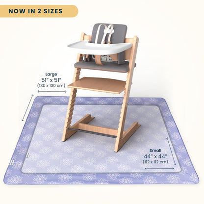 Splat Mat for Under High Chair or Table | 51" x 51" Waterproof & Mess-Proof High Chair Mat for Baby, Machine Washable for Mealtime or Art (Luna)
