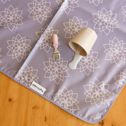 Splat Mat for Under High Chair or Table | 51" x 51" Waterproof & Mess-Proof High Chair Mat for Baby, Machine Washable for Mealtime or Art (Luna)