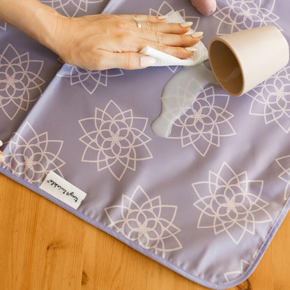 Splat Mat for Under High Chair or Table | 51" x 51" Waterproof & Mess-Proof High Chair Mat for Baby, Machine Washable for Mealtime or Art (Luna)