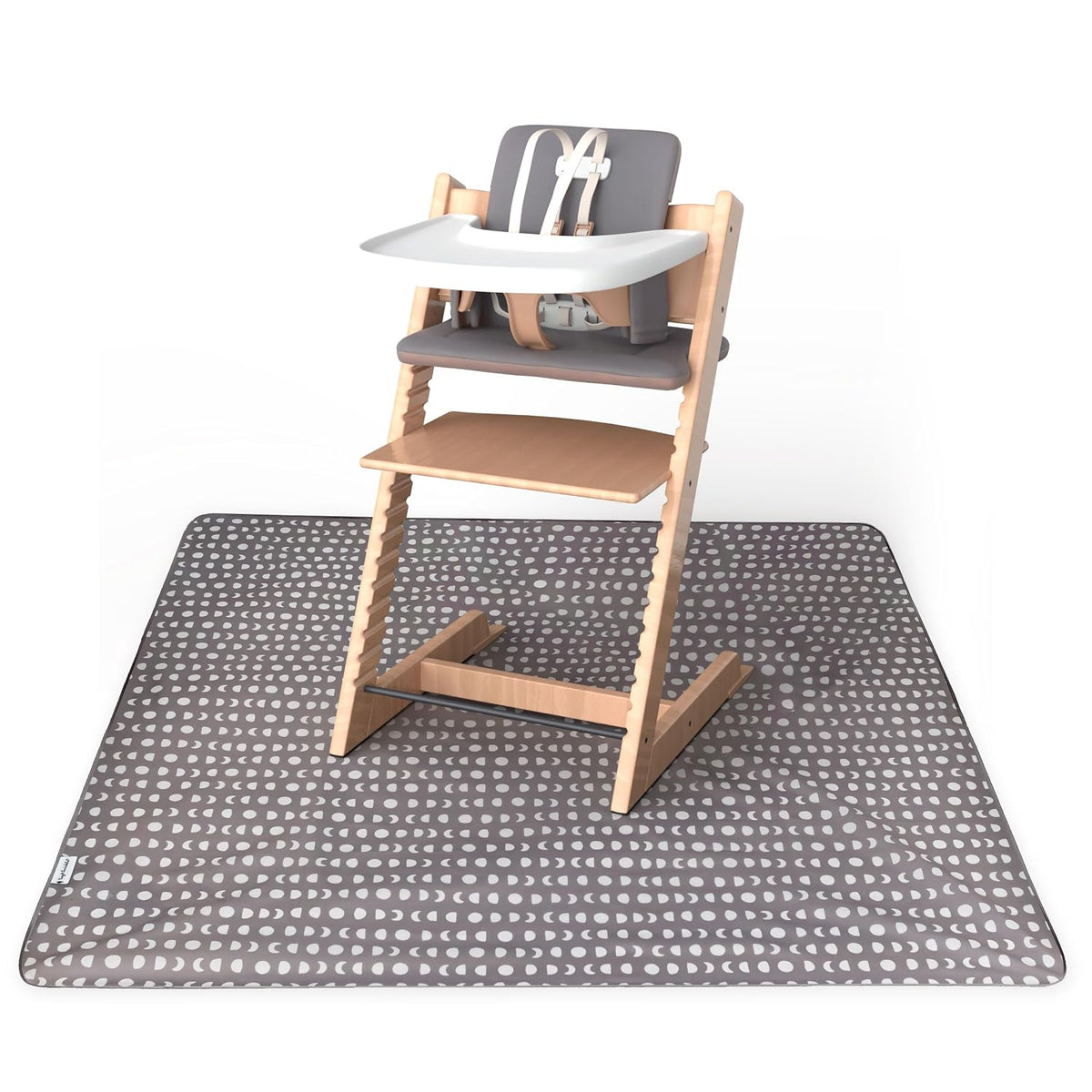 Splat Mat for Under High Chair or Table | 51" x 51" Waterproof & Mess-Proof High Chair Mat for Baby, Machine Washable for Mealtime or Art (Luna)
