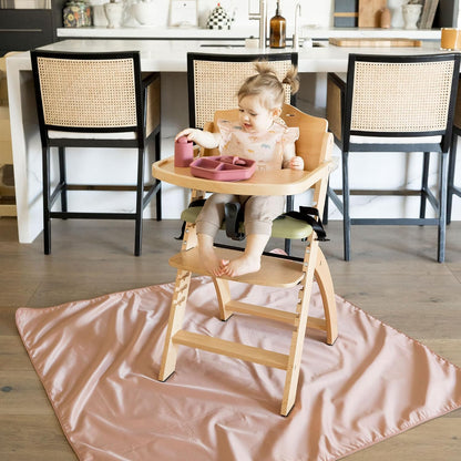 Splat Mat for Under High Chair or Table | 51" x 51" Waterproof & Mess-Proof High Chair Mat for Baby, Machine Washable for Mealtime or Art (Luna)