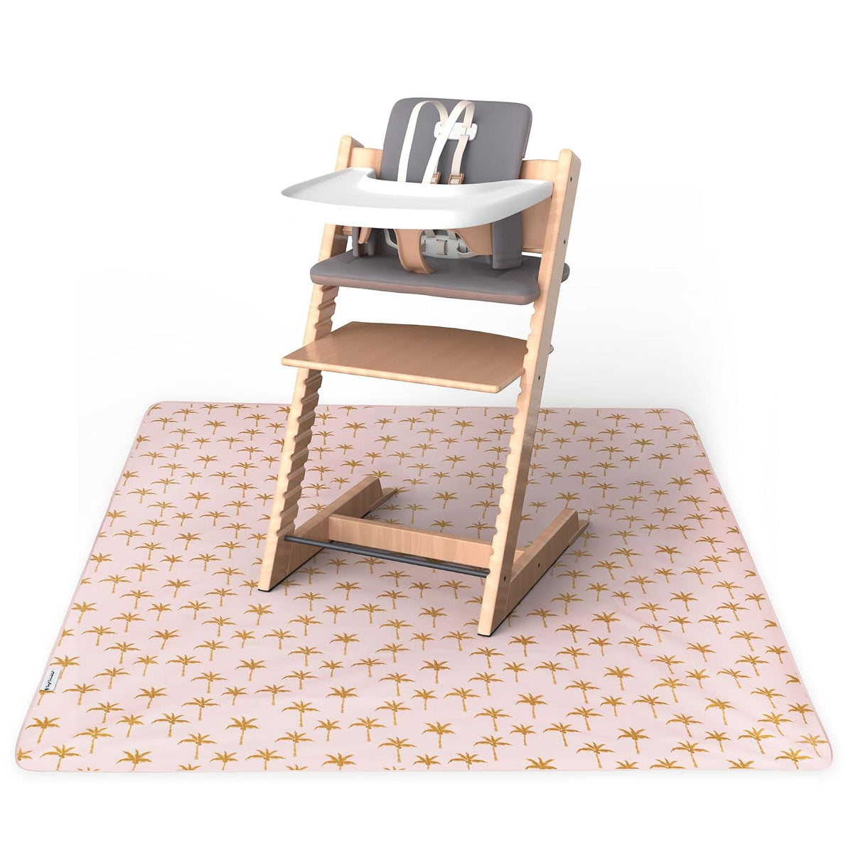 Splat Mat for Under High Chair or Table | 51" x 51" Waterproof & Mess-Proof High Chair Mat for Baby, Machine Washable for Mealtime or Art (Luna)