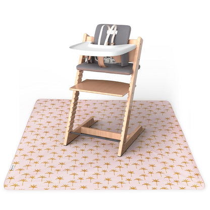 Splat Mat for Under High Chair or Table | 51" x 51" Waterproof & Mess-Proof High Chair Mat for Baby, Machine Washable for Mealtime or Art (Luna)