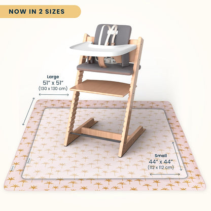 Splat Mat for Under High Chair or Table | 51" x 51" Waterproof & Mess-Proof High Chair Mat for Baby, Machine Washable for Mealtime or Art (Luna)