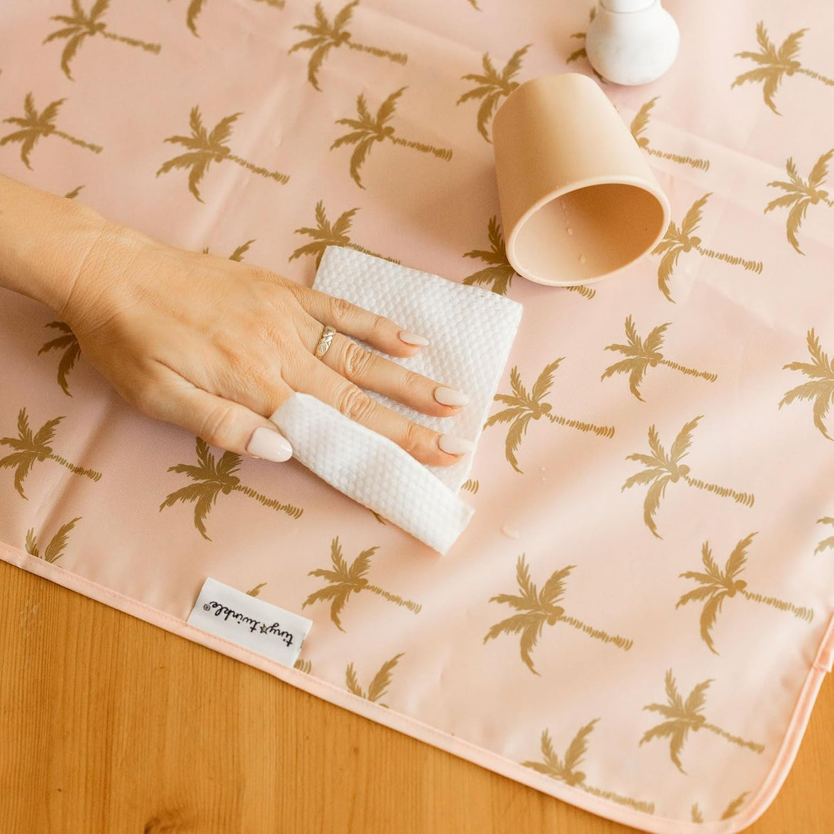 Splat Mat for Under High Chair or Table | 51" x 51" Waterproof & Mess-Proof High Chair Mat for Baby, Machine Washable for Mealtime or Art (Luna)