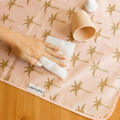Splat Mat for Under High Chair or Table | 51" x 51" Waterproof & Mess-Proof High Chair Mat for Baby, Machine Washable for Mealtime or Art (Luna)