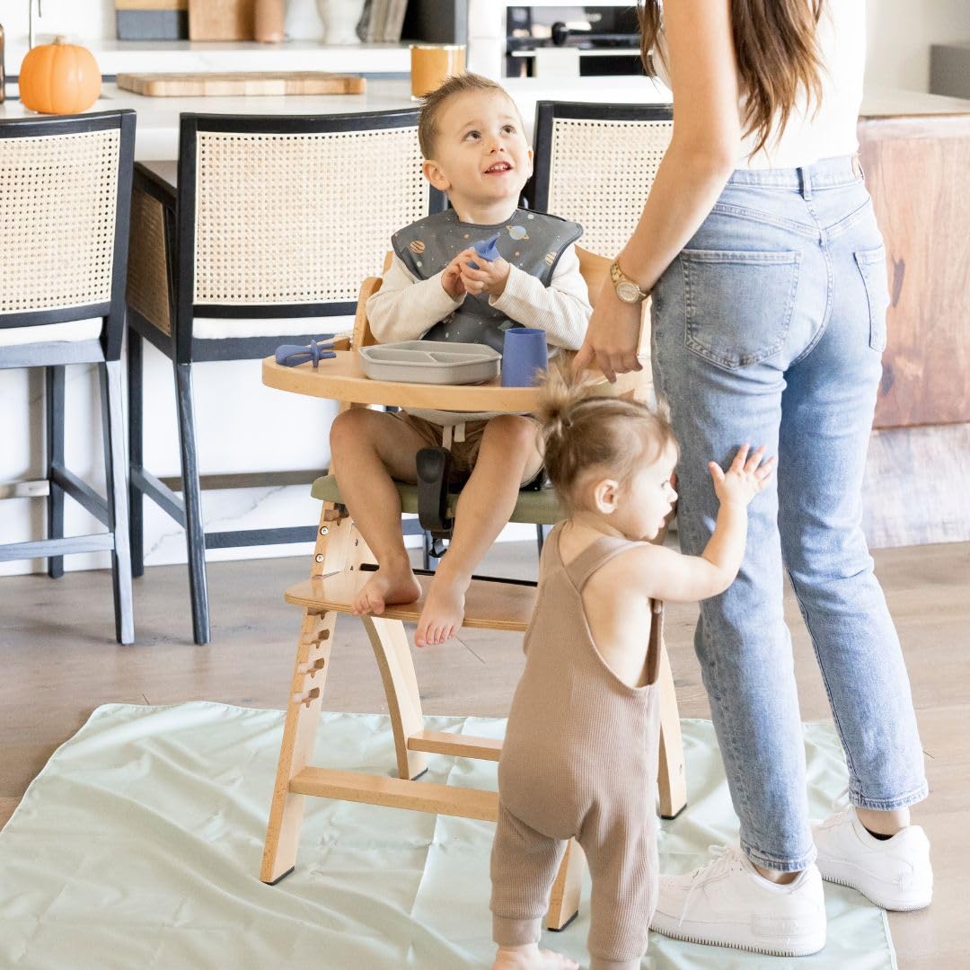 Splat Mat for Under High Chair or Table | 51" x 51" Waterproof & Mess-Proof High Chair Mat for Baby, Machine Washable for Mealtime or Art (Luna)