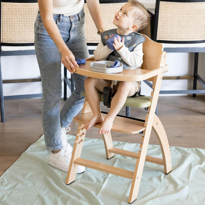 Splat Mat for Under High Chair or Table | 51" x 51" Waterproof & Mess-Proof High Chair Mat for Baby, Machine Washable for Mealtime or Art (Luna)