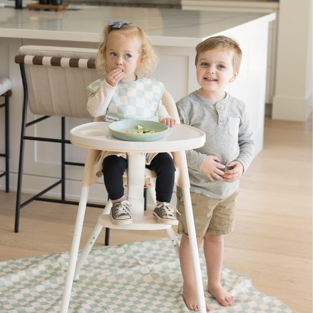 Splat Mat for Under High Chair or Table | 51" x 51" Waterproof & Mess-Proof High Chair Mat for Baby, Machine Washable for Mealtime or Art (Luna)