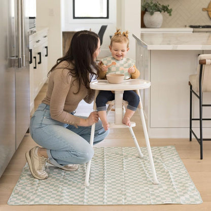 Splat Mat for Under High Chair or Table | 51" x 51" Waterproof & Mess-Proof High Chair Mat for Baby, Machine Washable for Mealtime or Art (Luna)