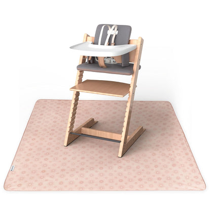 Splat Mat for Under High Chair or Table | 51" x 51" Waterproof & Mess-Proof High Chair Mat for Baby, Machine Washable for Mealtime or Art (Luna)