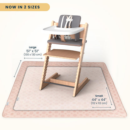 Splat Mat for Under High Chair or Table | 51" x 51" Waterproof & Mess-Proof High Chair Mat for Baby, Machine Washable for Mealtime or Art (Luna)