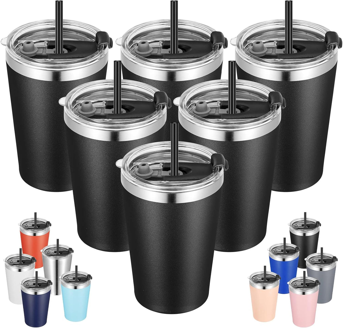 12oz Tumbler Stainless Steel Tumbler bulk Vacuum Insulated Double Wall Travel Tumbler with Lid and Straw Reusable Tumbler, Grey 1 Pack
