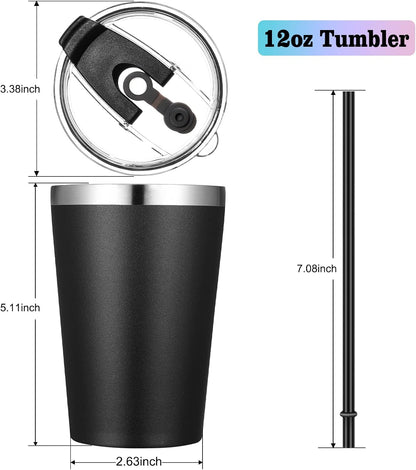 12oz Tumbler Stainless Steel Tumbler bulk Vacuum Insulated Double Wall Travel Tumbler with Lid and Straw Reusable Tumbler, Grey 1 Pack
