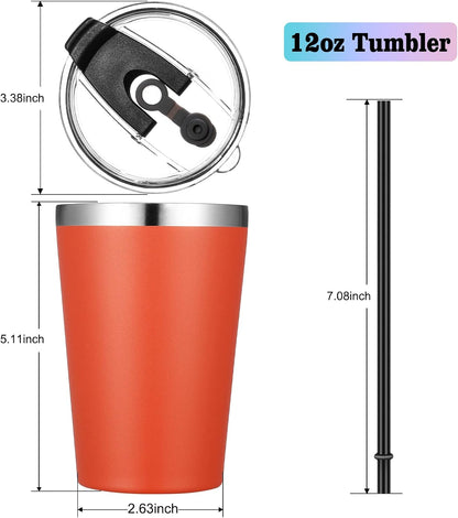 12oz Tumbler Stainless Steel Tumbler bulk Vacuum Insulated Double Wall Travel Tumbler with Lid and Straw Reusable Tumbler, Grey 1 Pack