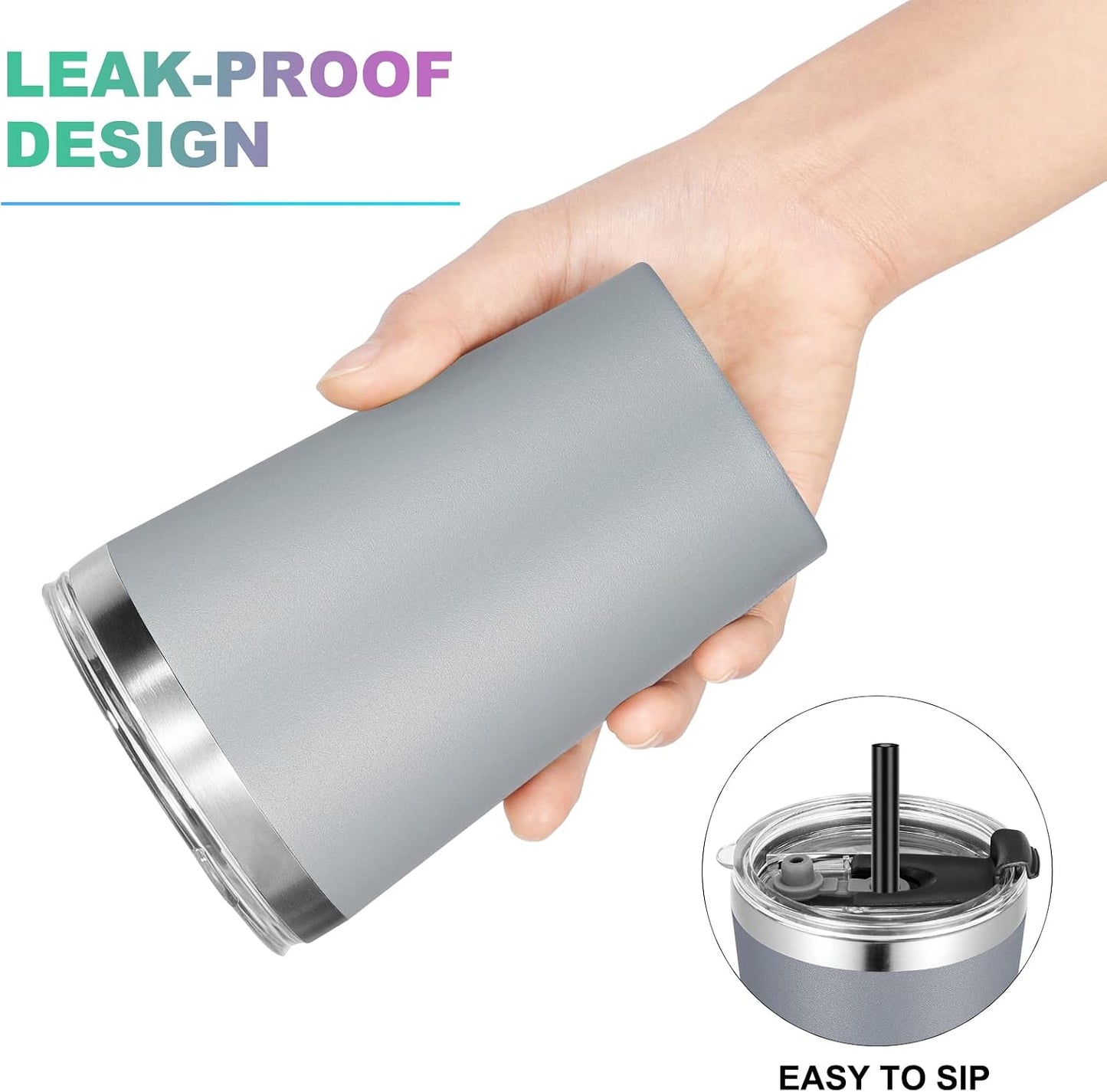 12oz Tumbler Stainless Steel Tumbler bulk Vacuum Insulated Double Wall Travel Tumbler with Lid and Straw Reusable Tumbler, Grey 1 Pack