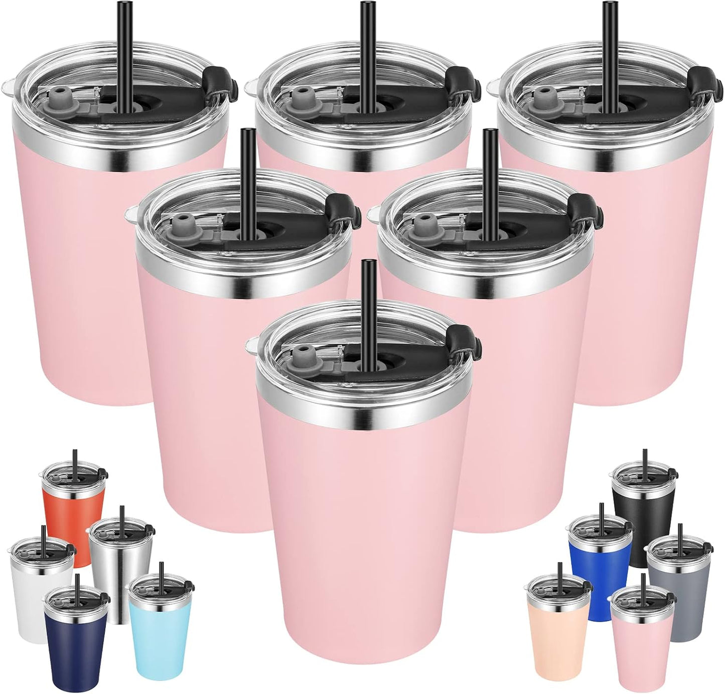 12oz Tumbler Stainless Steel Tumbler bulk Vacuum Insulated Double Wall Travel Tumbler with Lid and Straw Reusable Tumbler, Grey 1 Pack