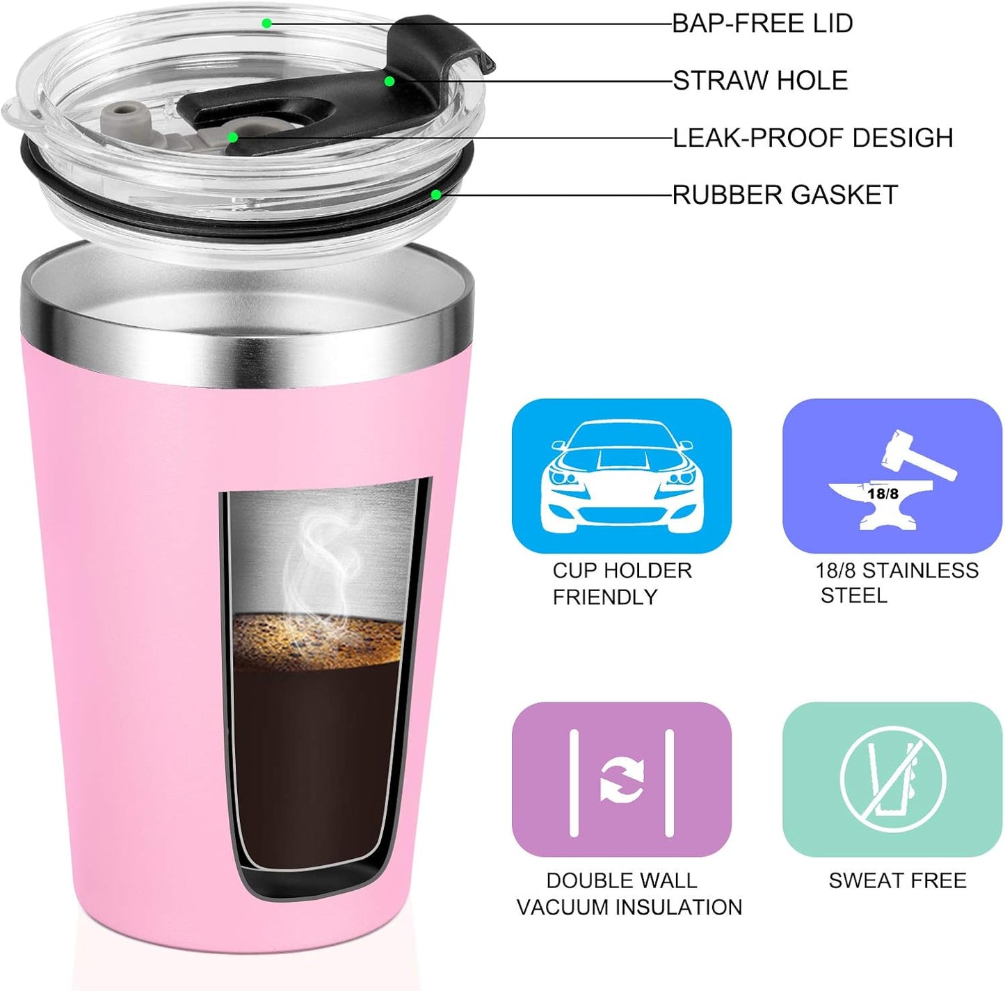 12oz Tumbler Stainless Steel Tumbler bulk Vacuum Insulated Double Wall Travel Tumbler with Lid and Straw Reusable Tumbler, Grey 1 Pack